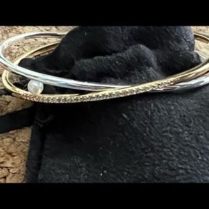 NWT Lucky Brand two tones cuff bracket with a pearl and something sparkly
